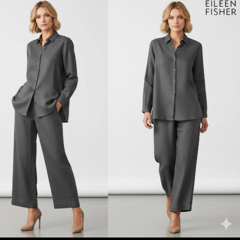 Eileen Fisher Organic Linen Classic Collar Shirt
Easy Fit, Long Length Size L - Picture 3 of 13